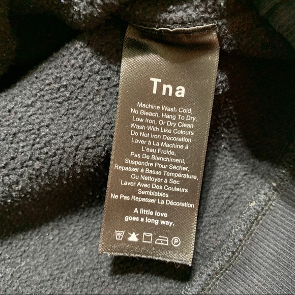 EUC TNA Black Heavyweight Ribbed Pull On Kanga Warm Hooded Sweatshirt Size XS - Picture 4 of 7